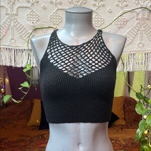 Vintage Goth fishnet crochet knit cropped tank top